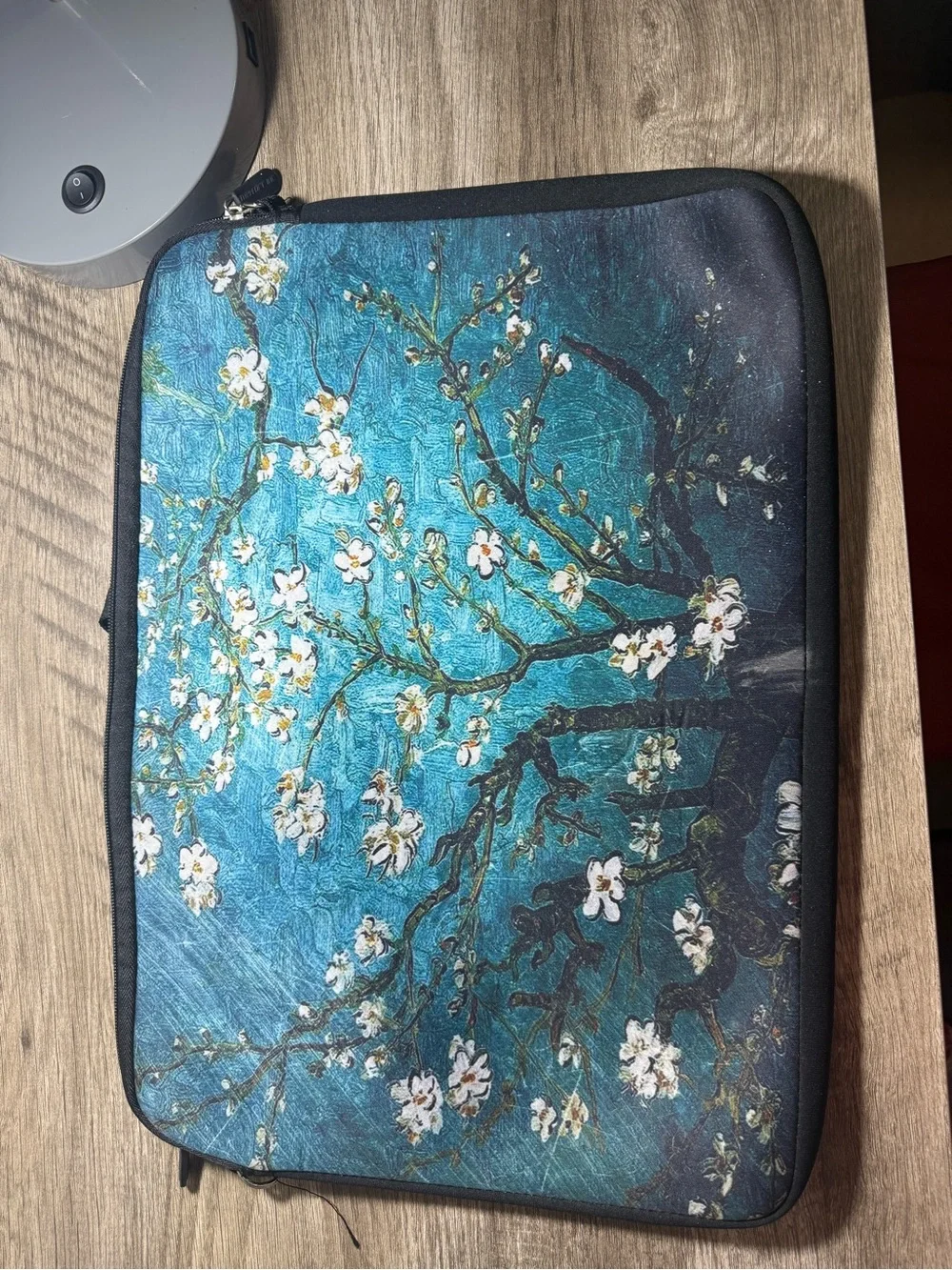 Floral Almond Blossom Laptop Sleeve - Teal Blue